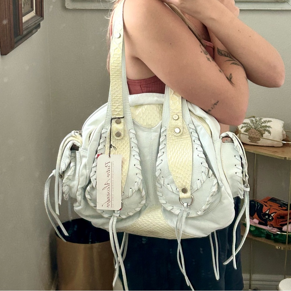 NWT Deadstock Vintage Pietro Alessandro New York White Leather Shoulder Bag